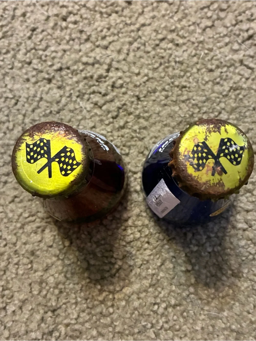 Bottoms Up Bottle Top Shot Glass - Blue & Amber Indianapolis Motor Speedway